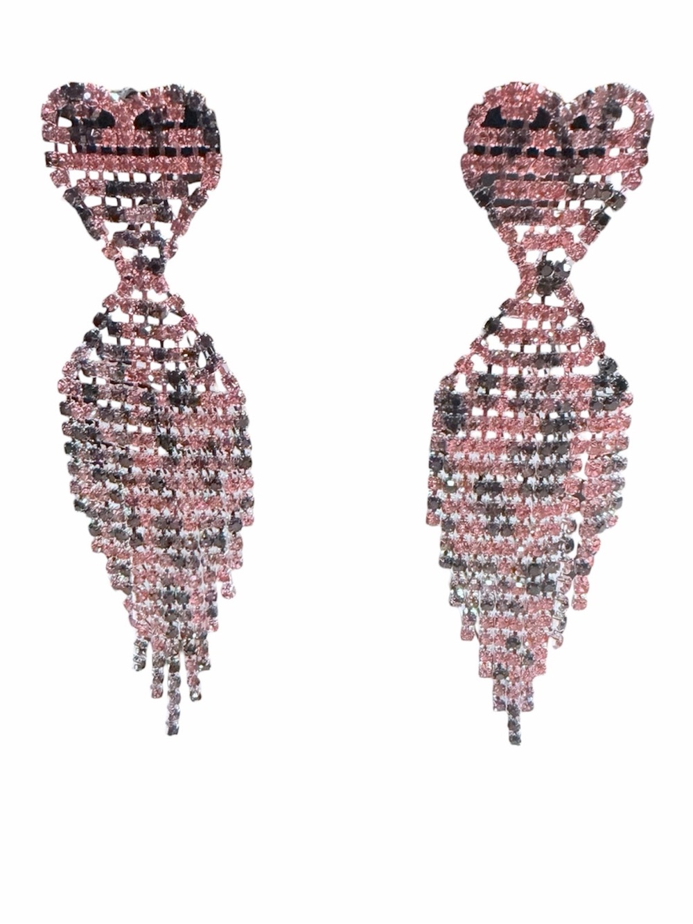 Pink Crystal Fringe Drop Earrings - Brand: Ariol